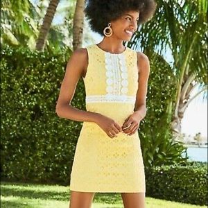 Lilly Pulitzer Railee Shift Dress St Tropez Yellow St Tropez Floral Cross Eyelet